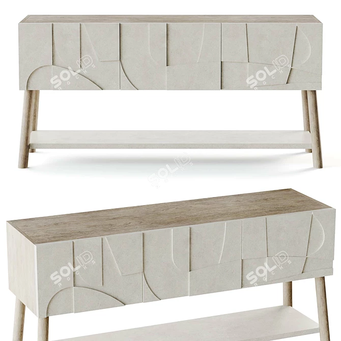 Concrete-Effect Luna Sideboard-Fashionably Crafted 3D model image 1