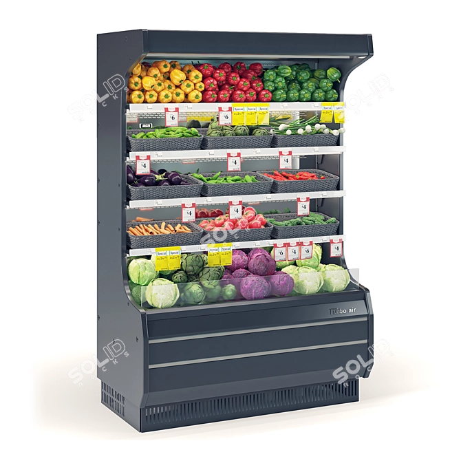 Market Fresh Veggie Showcase 3D model image 1