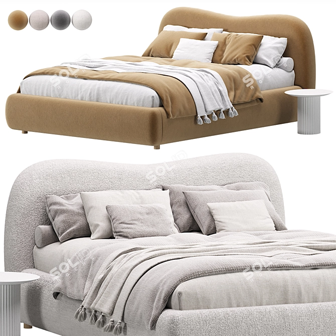  Cozy Beige Bed Amber 3D model image 1