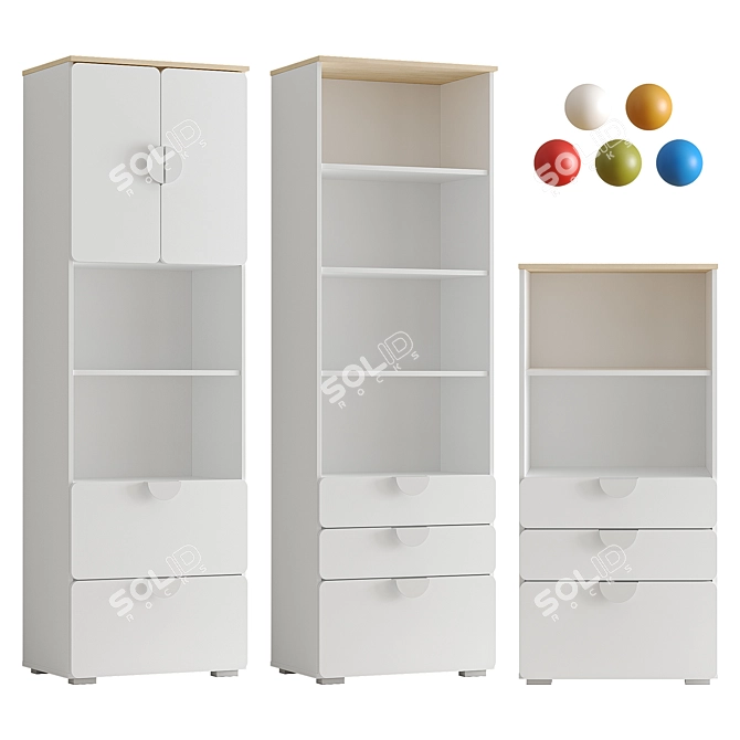 Milna Children's Shelving Set 3D model image 1