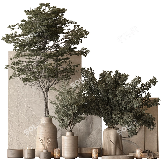 Vibrant Vase and Plant Set 3D model image 1