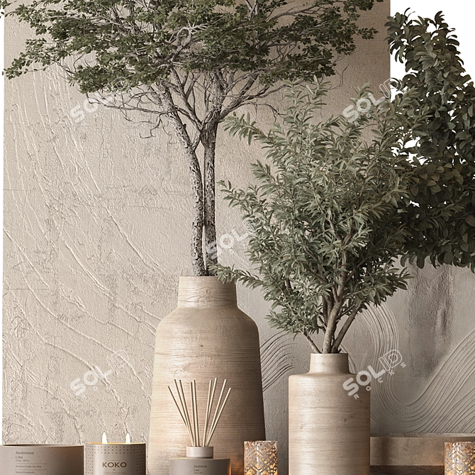 Vibrant Vase and Plant Set 3D model image 3