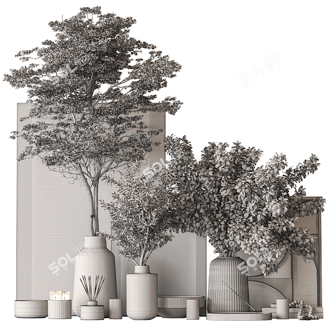 Vibrant Vase and Plant Set 3D model image 4