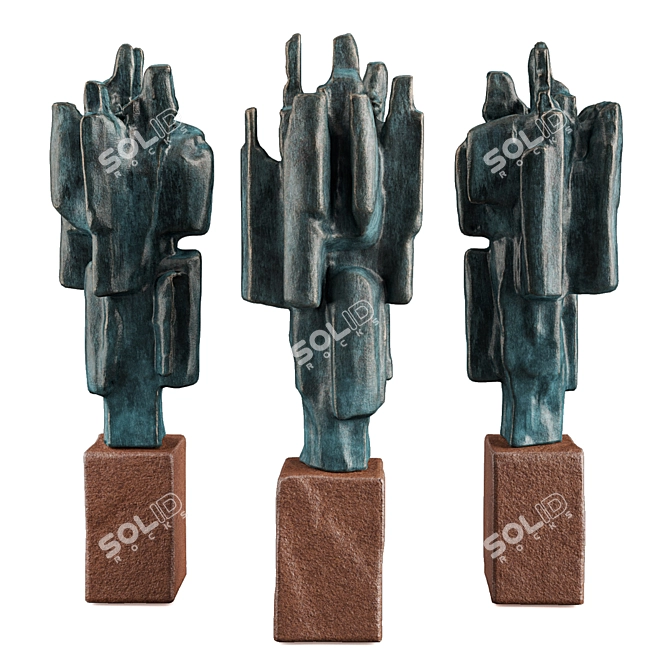 Sculptural Brutal Art Metal 3D model image 2