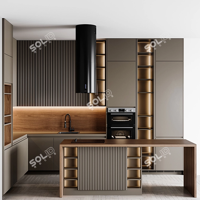 Adjustable Modern Kitchen Unit 3D model image 1