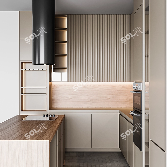 Adjustable Modern Kitchen Unit 3D model image 2