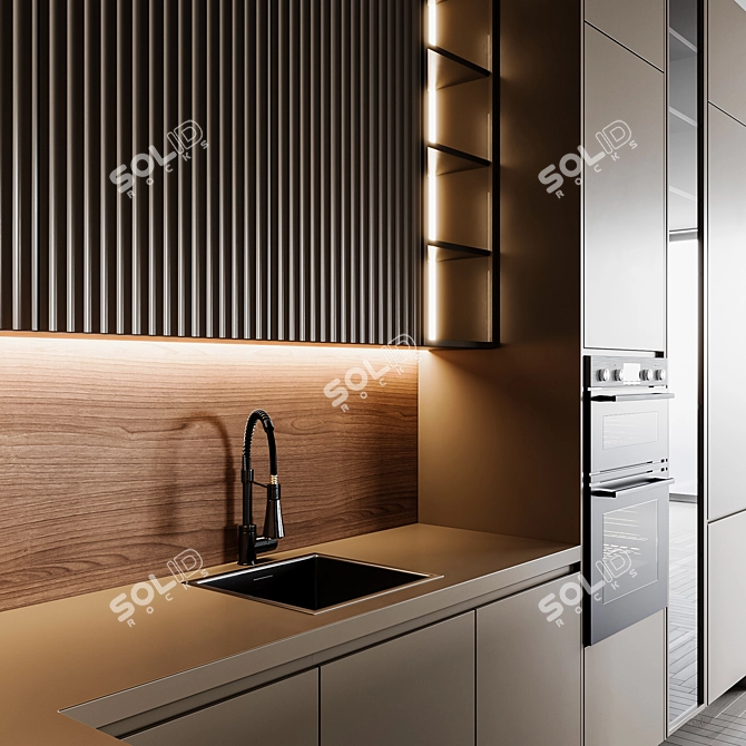 Adjustable Modern Kitchen Unit 3D model image 3