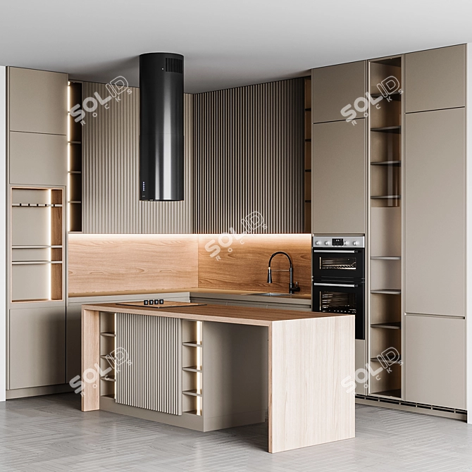 Adjustable Modern Kitchen Unit 3D model image 4