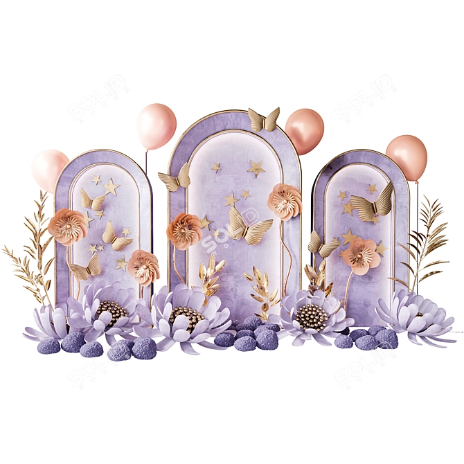 Floral Kids Room Arch Kit 3D model image 1