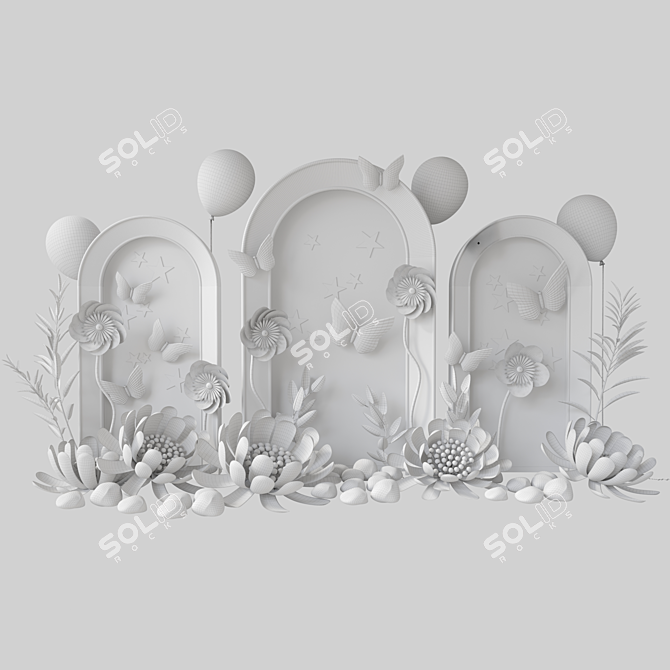 Floral Kids Room Arch Kit 3D model image 2