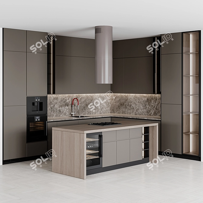 Versatile Modern Kitchen Unit 3D model image 1