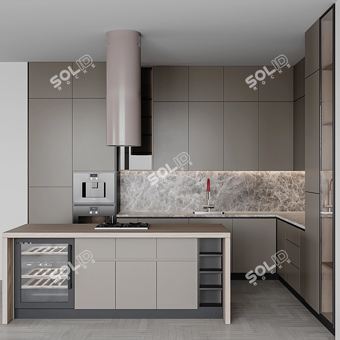 Versatile Modern Kitchen Unit 3D model image 2