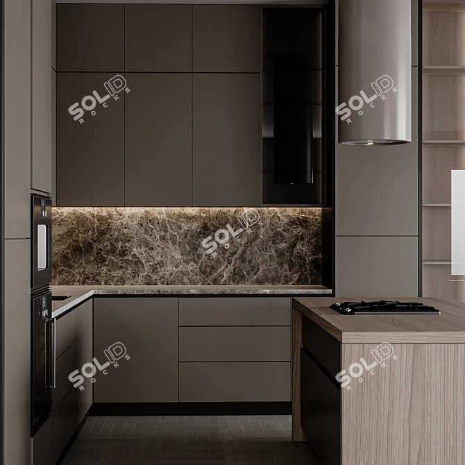 Versatile Modern Kitchen Unit 3D model image 4