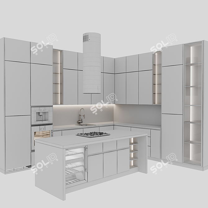 Versatile Modern Kitchen Unit 3D model image 7