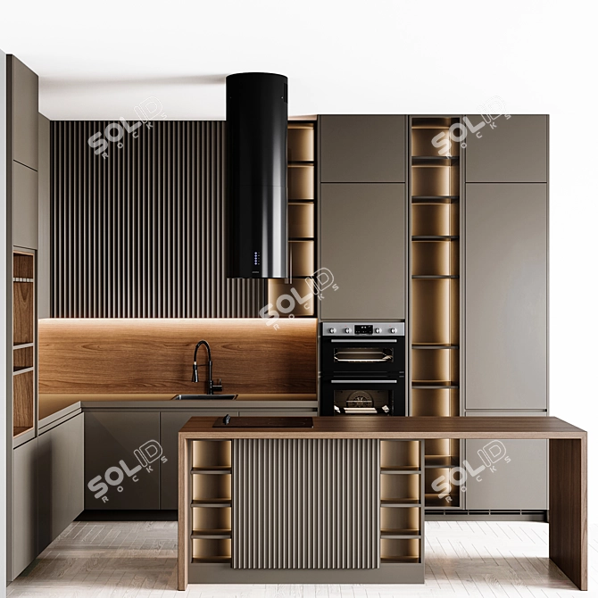 Versatile Modern Kitchen Unit 3D model image 8