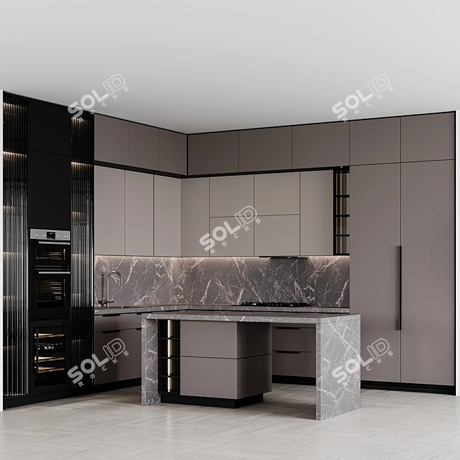  Adjustable Modular Kitchen Unit 3D model image 1