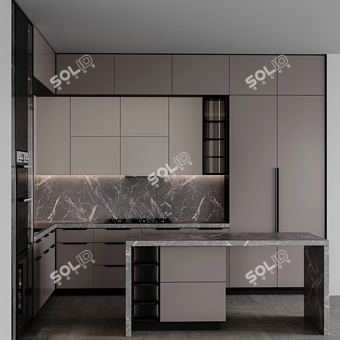  Adjustable Modular Kitchen Unit 3D model image 4