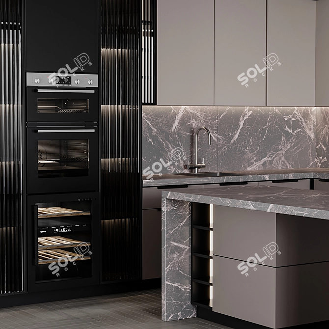  Adjustable Modular Kitchen Unit 3D model image 6