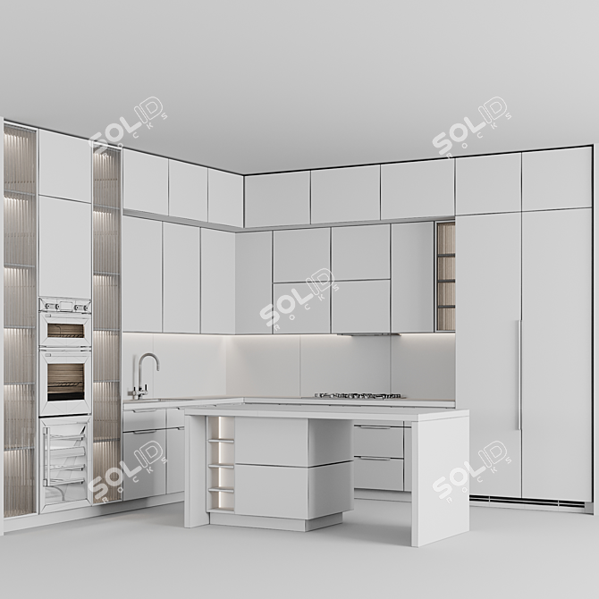  Adjustable Modular Kitchen Unit 3D model image 7