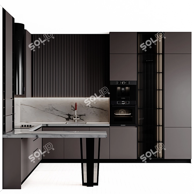  Adjustable Modular Kitchen Unit 3D model image 8