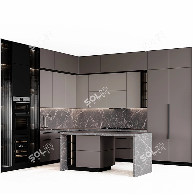  Adjustable Modular Kitchen Unit 3D model image 9