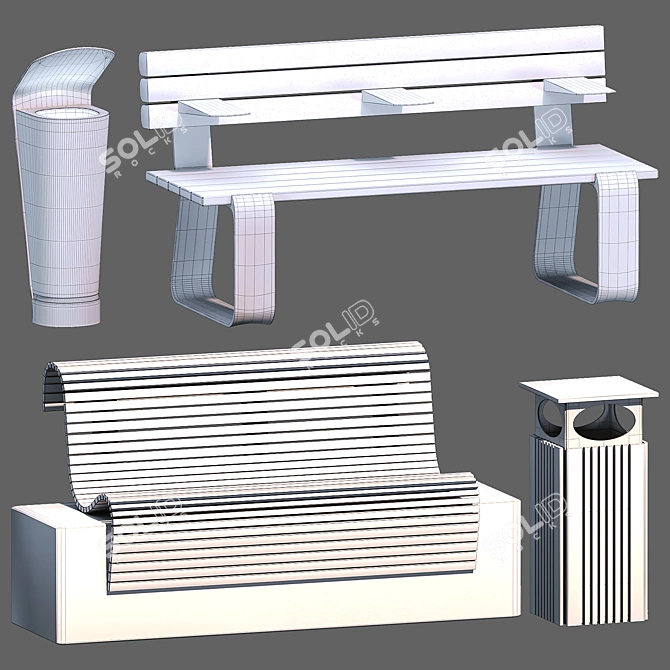 Combo Seating with Bin 3D model image 1