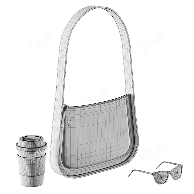 Chic Accessories Set | Bag Sunglasses Mug 3D model image 6