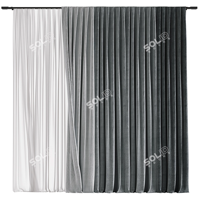 Title: Contemporary Curtain Design 3D model image 1