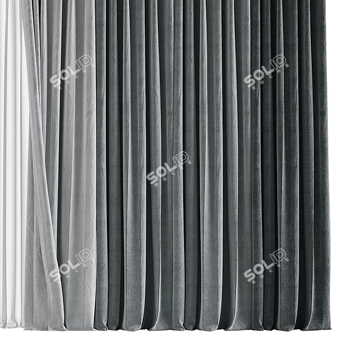 Title: Contemporary Curtain Design 3D model image 2