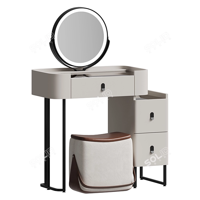 E-MALL Glass Dressing Table Set 3D model image 1