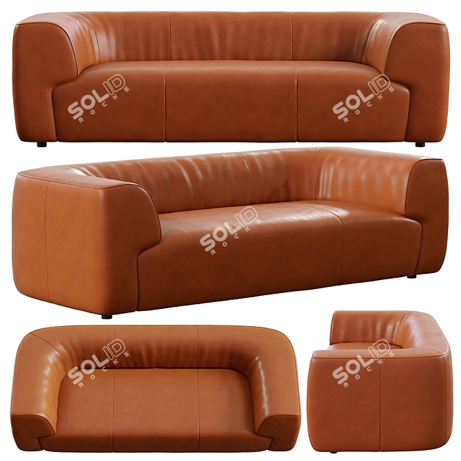 Rodez Leather Apartment Sofa Galore 3D model image 1