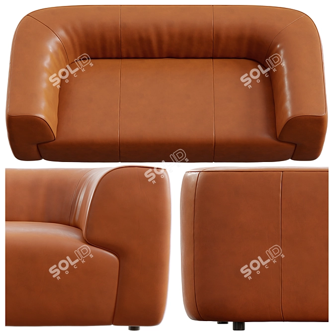 Rodez Leather Apartment Sofa Galore 3D model image 3