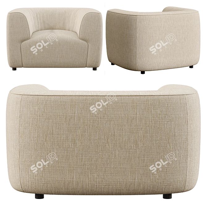 Modern Rodez White Fabric Chair 3D model image 2