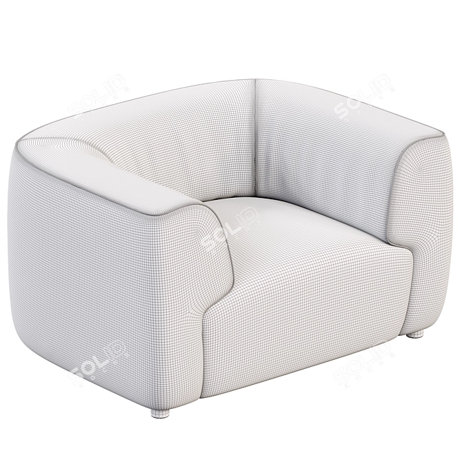 Modern Rodez White Fabric Chair 3D model image 3