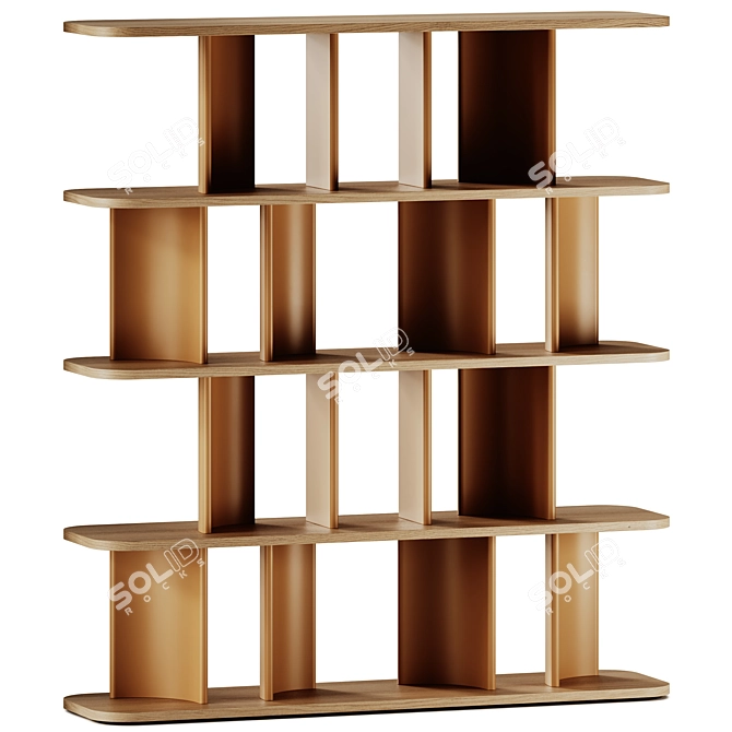 Double-Sided Wooden Bookcase by Morica 3D model image 1