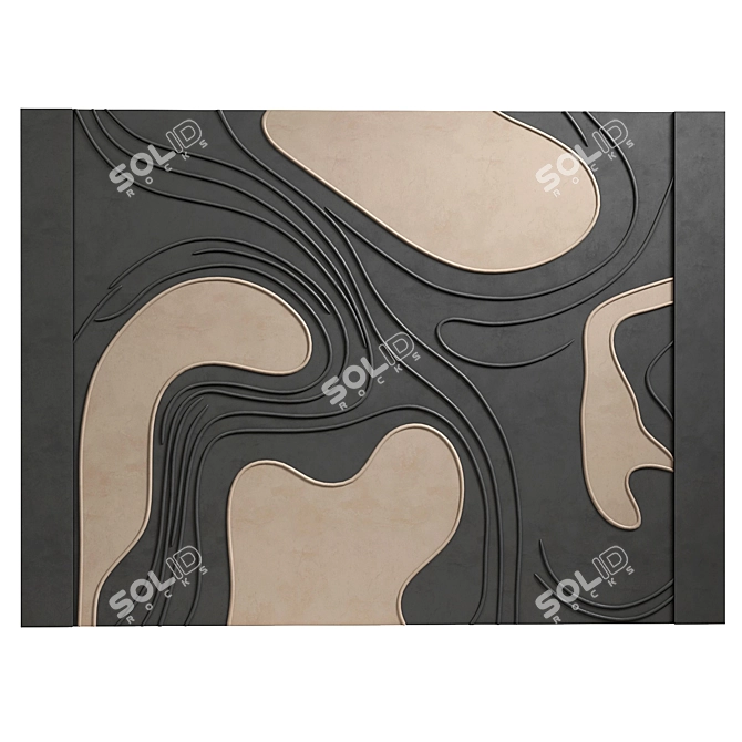 Wave Pattern Decorative Panel 3D model image 1