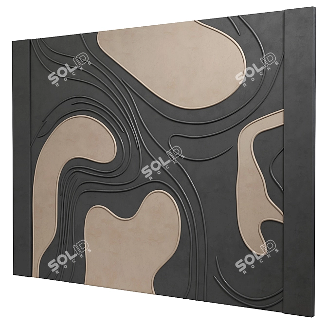 Wave Pattern Decorative Panel 3D model image 2