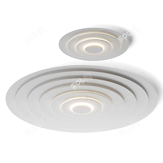 Contemporary Aluminium Ceiling Lamp 3D model image 1