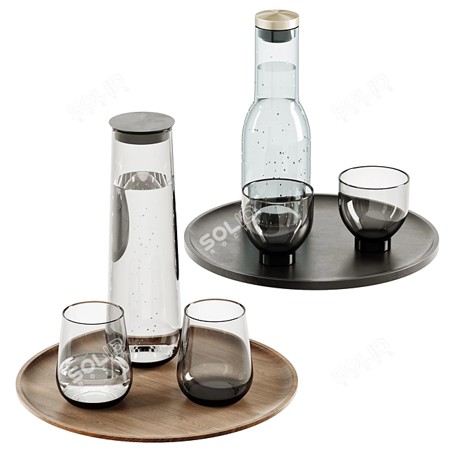 Glassware and Tray Set 3D model image 1