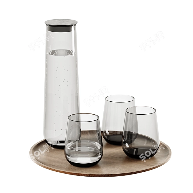 Glassware and Tray Set 3D model image 2