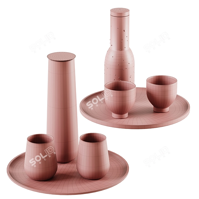 Glassware and Tray Set 3D model image 4