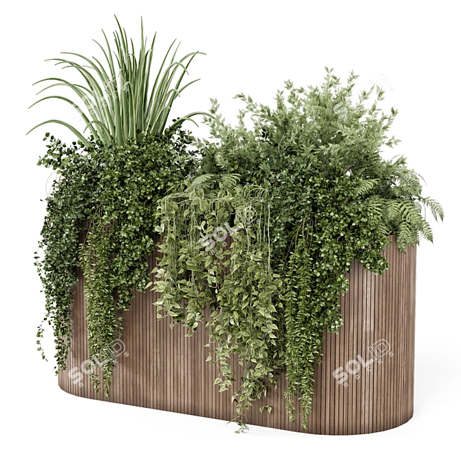 Outdoor Plants Wooden Pot Set 3D model image 1