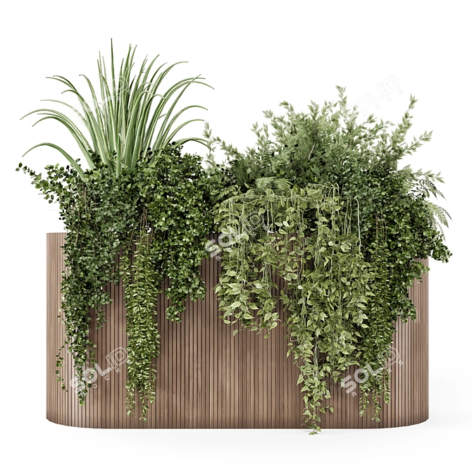 Outdoor Plants Wooden Pot Set 3D model image 2