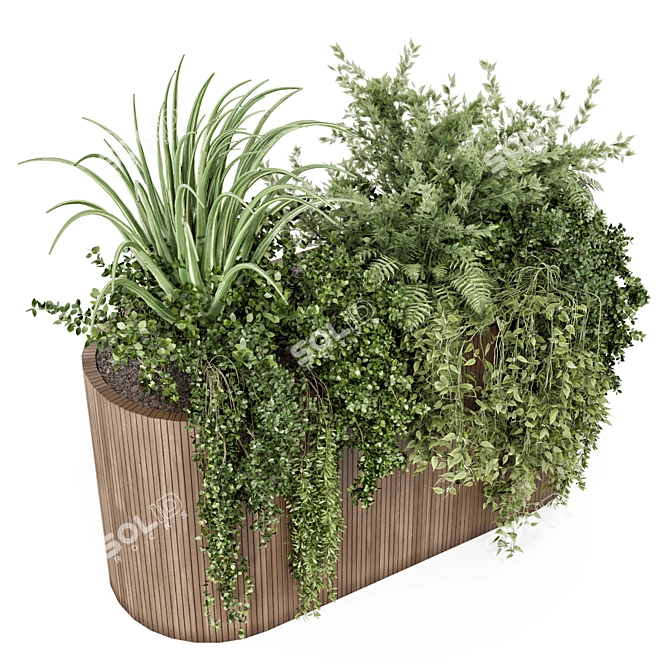 Outdoor Plants Wooden Pot Set 3D model image 3