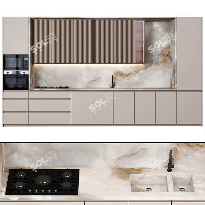 Modern 4K Kitchen Render Asset 3D model image 1