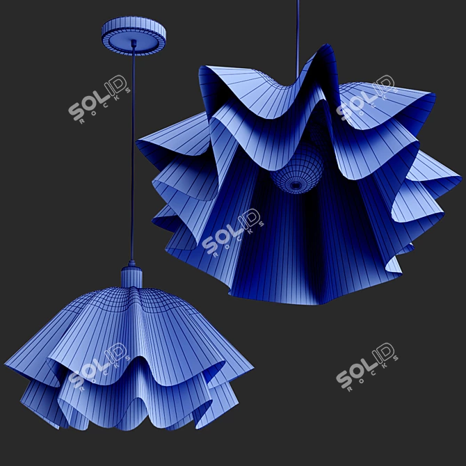 Modern Petal Chandelier in White 3D model image 3