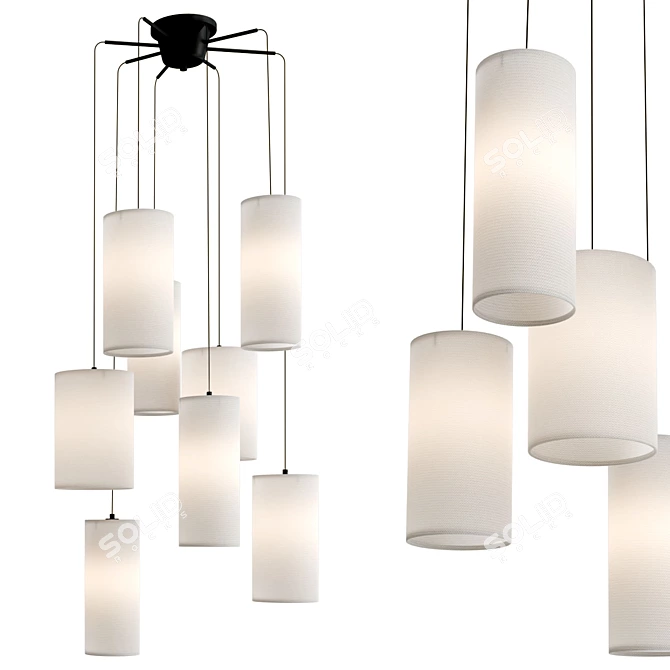 Cluster of Cosy Pendant Lights 3D model image 2