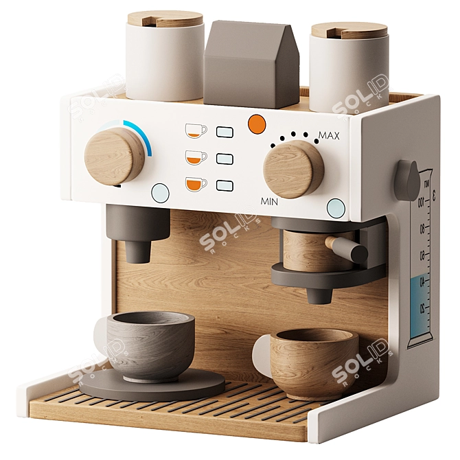 Wooden Coffee Tea Machine Playset 3D model image 2