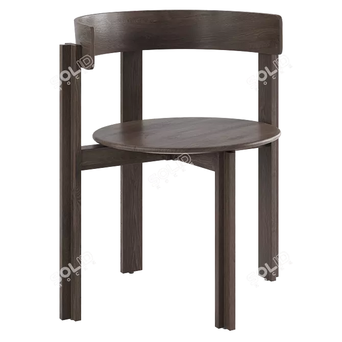 Minimalist Wood Chair Artistry 3D model image 2