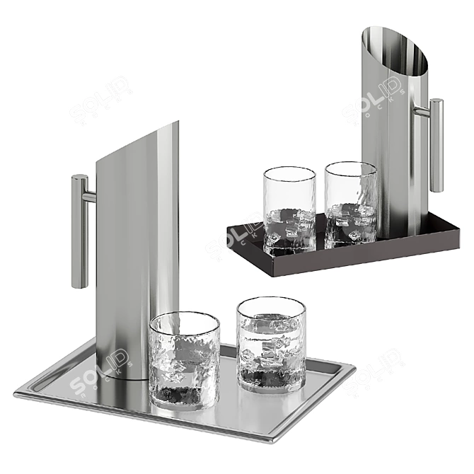 Elegant Glass Tumbler Set 3D model image 1